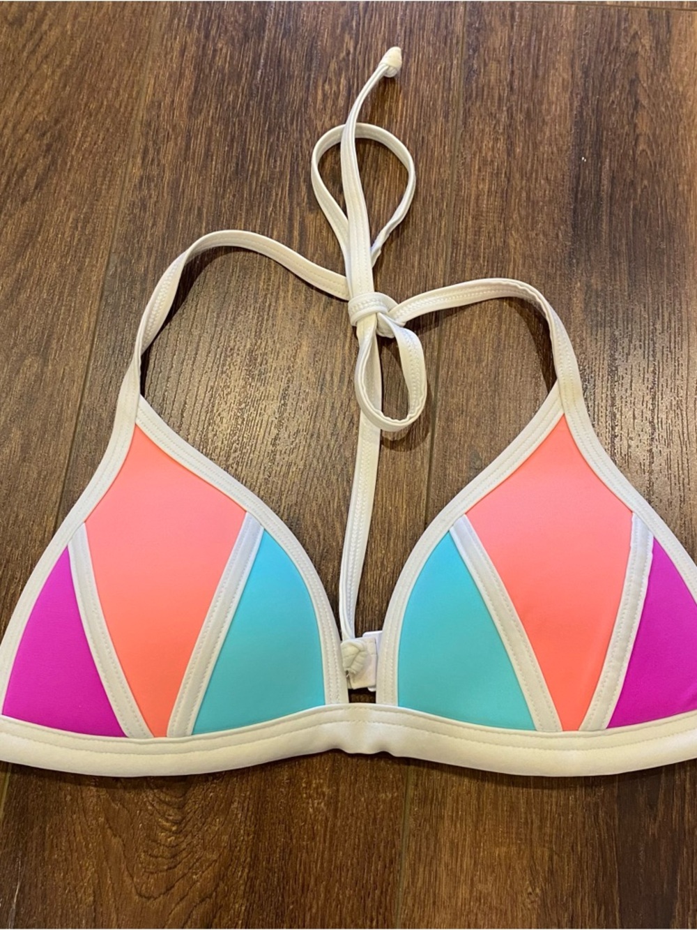 Colour block halter bikini top